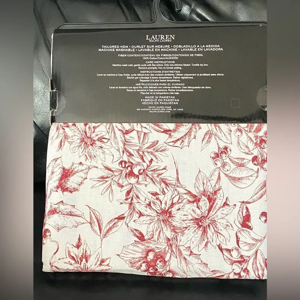 Ralph Lauren White Red Floral 100% Cotton Fabric Shower Curtain 70